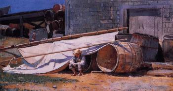 Winslow Homer : Boy in a Boatyard aka Boy with Barrels